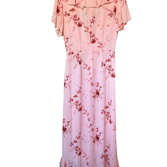 Cinq A Sept Fleur Sheila Ruffle Wrap Midi Dress In Pale Rose Multi Size 6 - Picture 10 of 12